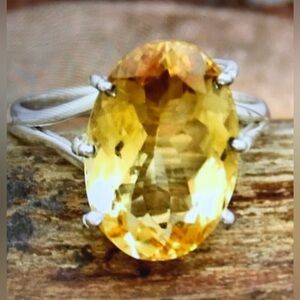 Citrine Stamped 925 Sterling Silver Ring